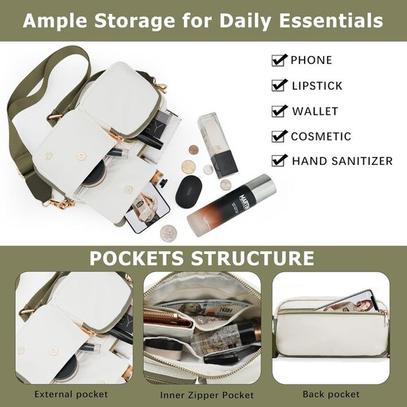 Nylon Crossbody Bag Small Purse Women RFID Blocking Travel Workout - Picture 4 of 6